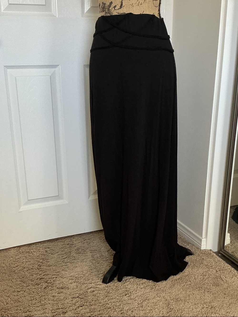 Max Studio Black Maxi Skirt with Braided Elastic Waistband NWT